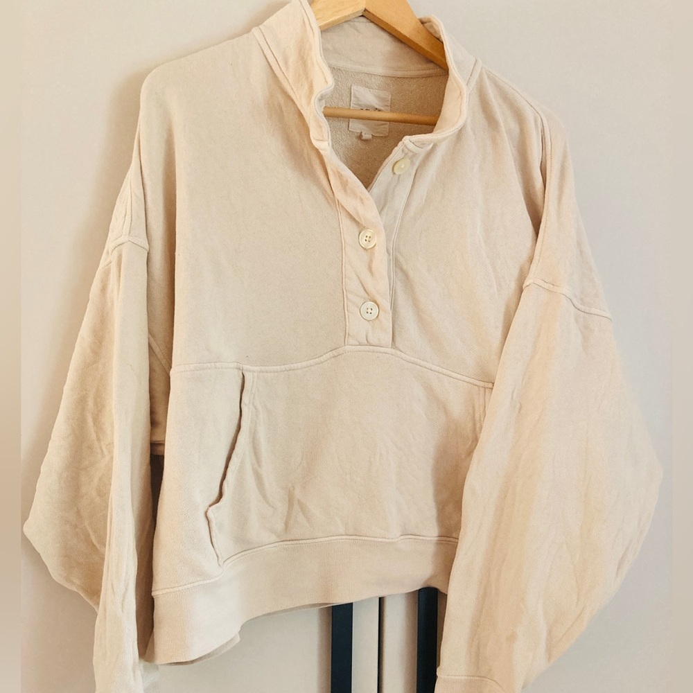 Aerie front pocket henley pullover sweatshirt- L